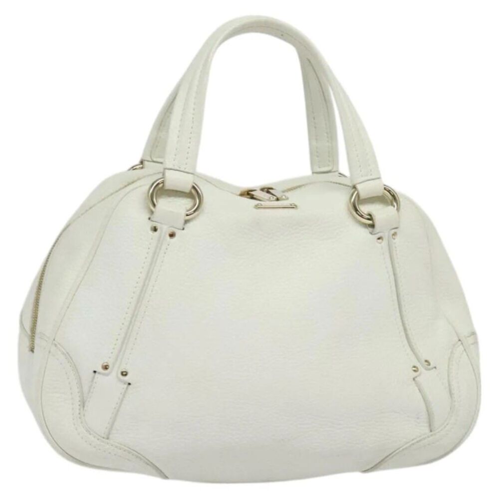 Celine Vintage Leather White Leather Handbag